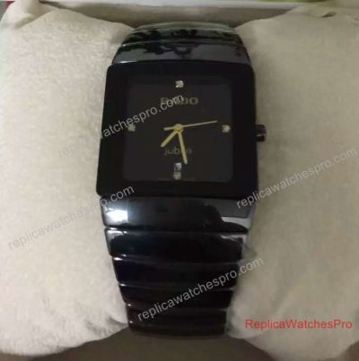 Copy Rado Sintra Diamonds Watch Black Ceramic 4 Diamonds Dial rr